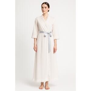 Vintage 1960s Chiha by Jaconelli Eyelet Cotton Robe for Bergdorf Goodman medium